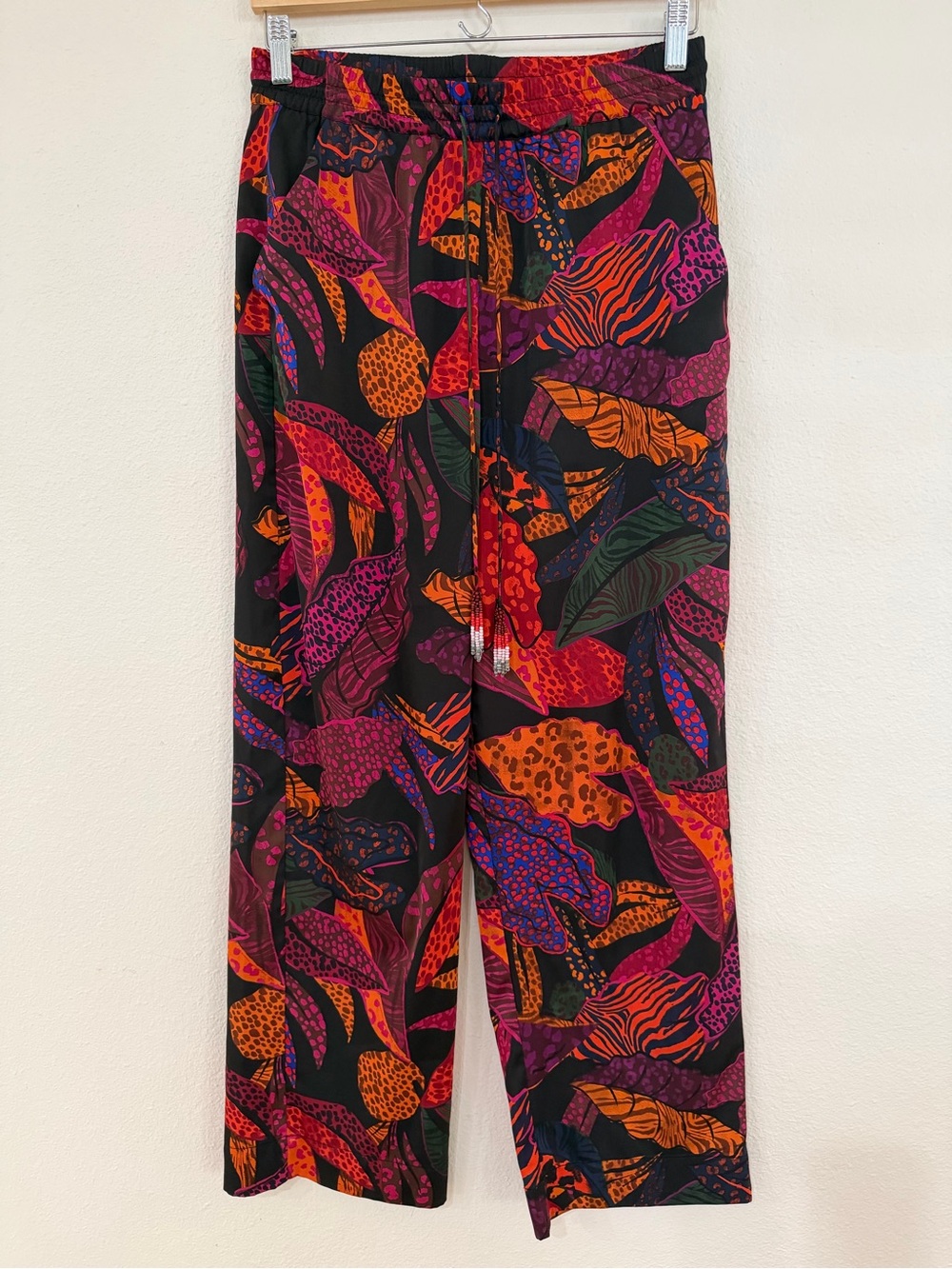 Rachel Zoe Tropical Print Drawstring Joggers with Pink Orange Purple sz S. J023